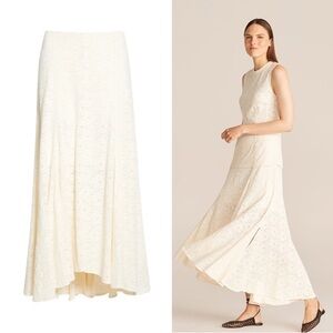 Rebecca Taylor • Lace Maxi Skirt cream New Ivory flowy slit crochet beach summer